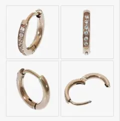 サージカルステンレス316L ジルコニアフープピアス　シルバー