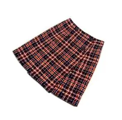 プラダ柄物台形スカートオレンジ×ネイビー新品Ｒ56