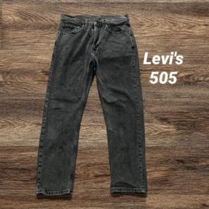 リーバイス 505 ブラックデニムパンツ ジーンズW34 L29 フェード 黒