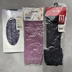 미사용 エフデ グンゼ ワールド ソックス ハイソックス 3点 묶음 판매