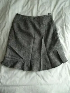 グレー フレアスカート ウール混紡