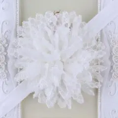 ⑤白　髪飾りベビーキッズ用　袴　着物　ドレス　ヘアバンドカチューシャ発表会 i9