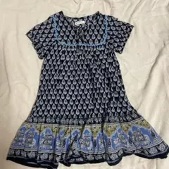 BEAMS mini 総柄ワンピース エスニック　インド綿　オリエンタル