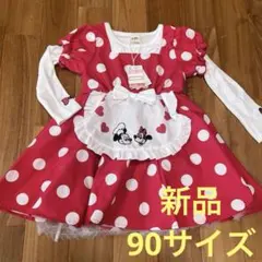 《新品》しまむらリトシー　ディズニーミニーなりきりワンピースドット柄90サイズ