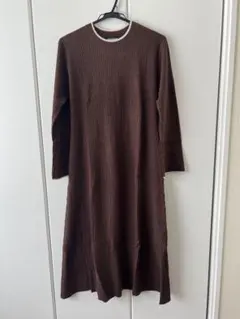 ブラウンニットロングワンピース