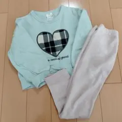 トレーナー 110 チェック柄ハートモチーフ ユニクロ レギンス セット