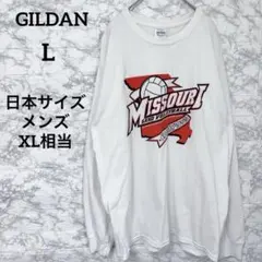 ギルダン ロングスリーブTシャツ プリント L 長袖 白 バレーボール 丸首のサムネイル