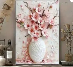 秀麗品✨✨✨立体的な桜の花の絵画　ファブリックアート