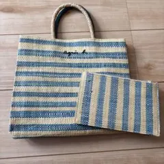 IENA agnes b. マダガスカルトートバッグ サックスブルー