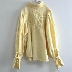 極稀少 70s フリルシャツ Delton NY バターイエローレア刺繍L美品 