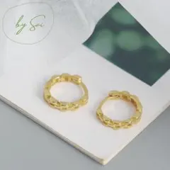 S925彫刻あり18K ゴールド 立体 ピアスモ 幾何学 シンプル 個性的 ミニ