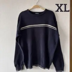 OLD UNIQLO ネイビー XL コットンセーター 紺タグ　ダメージフェード