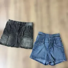 Avail ハイウエスト デニムショートパンツ ミニスカート2点セットのサムネイル
