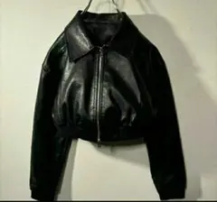 レザークロップドジャケットy2k ライダース　ブルゾン