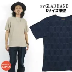 【新品】BY GLAD HAND ボートネック半袖ニット ネイビー Sサイズのサムネイル