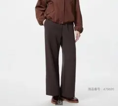 UNIQLO ウォームフリースストレートパンツ ブラウン L