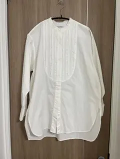 BEAUTY&YOUTH ピンタックバンドカラーシャツ　白　ホワイト