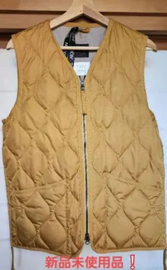 TAION マスタード キルティングダウンベスト 収納袋付き