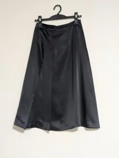 サテンスカート ブラック ロングスカート フレアスカート