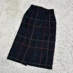 JORDACHE 90s チェック柄　ロングスカート　タイト　ブラックのサムネイル