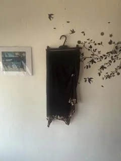 社交ダンス/ラテンスカート/ブラック&レオパード柄