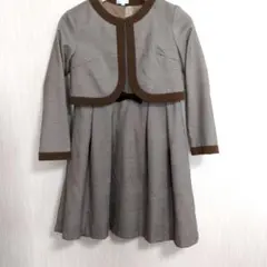 ブラウン系チェック ジャケット付きドレス