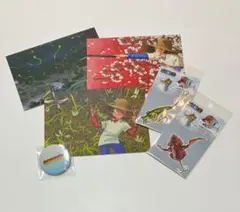 釣りキチ三平　ポストカード　ステッカー　バッジセット