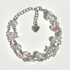 ハンドメイドブレスレット　シルバーアクセサリー　パール　フェアリーグランジ