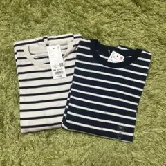 新品★ユニクロ長袖ボーダーTシャツカットソー 140cm ストライプ2枚セット