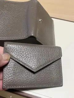 ‼️再値下げ‼️グレー レザー 三つ折り財布 カードケース付き