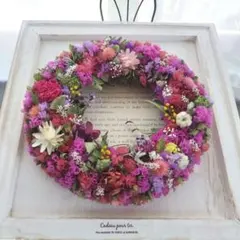花畑リース✨️春リース✨️ドライフラワーリース 約20cm