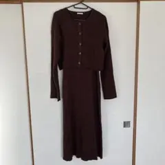 【最終値下】GU ブラウンリブ編みニットワンピース