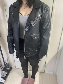 ZARAブラック ダブルライダースジャケット