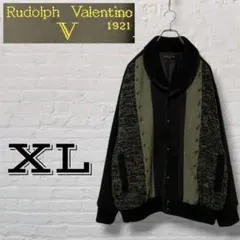 90s　ショールカラーニットカーディガン　ブラック　レトロデザイン　古着