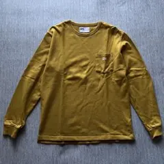 送料込 Lee 胸ポケット ロゴ刺繍 ロングTシャツ S カラシ