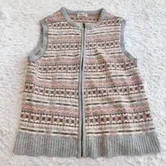 サマンサモスモス　フェアアイル柄　ジップアップ　ニットベスト　フリー