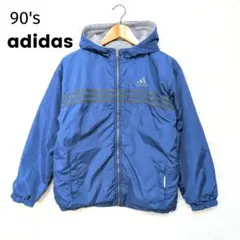 古着 90s adidas リバーシブル 中綿パーカー ネイビー M-L