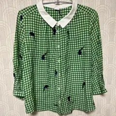 PALICI／パーリッシィチェックグリーン シャツブラウス フリーサイズのサムネイル