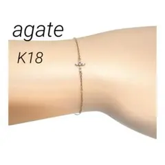 agate K18 ダイヤモンド 0.03ct 十字架 ブレスレット