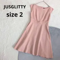 【ジャスグリッティー】Aラインワンピース サイズ2 オレンジ 日本製 春夏秋