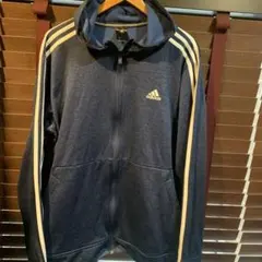 adidas 霜降りネイビー フルジップパーカー古着