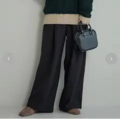 黒 ワイドパンツ ハイウエスト センタープレス　mysacloset 新作　L