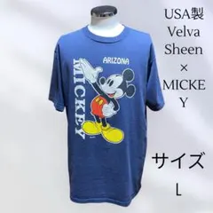 USA製 Velva Sheen Mickey Tシャツ Lサイズ ネイビー