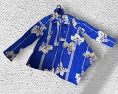 浴衣リメイク 反物 ワンピース ショールカラー風 七分袖 ハンドメイド
