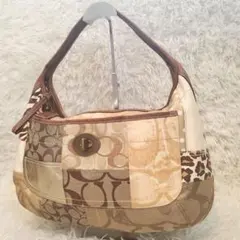 ⭐希少⭐COACH ターンロック パッチワーク ハーフムーン ショルダーバッグ