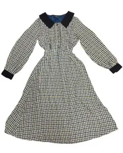 GORGE 襟付き フレア ロングワンピース 総柄 長袖 レディース