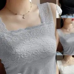 新品レース装飾タンクトップ3枚セット（S）白　黒　グレー　インナー