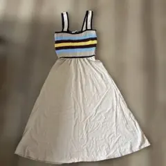 ZARA キャミワンピース S ベージュ/マルチカラー