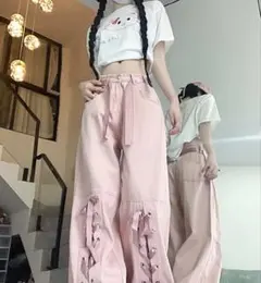 temu ハイウェストピンク ジーパン オールシーズン レディース