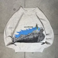 Hanes　スウェット　80s　コロラド州　スキー場　プリント　USA製　霜降り